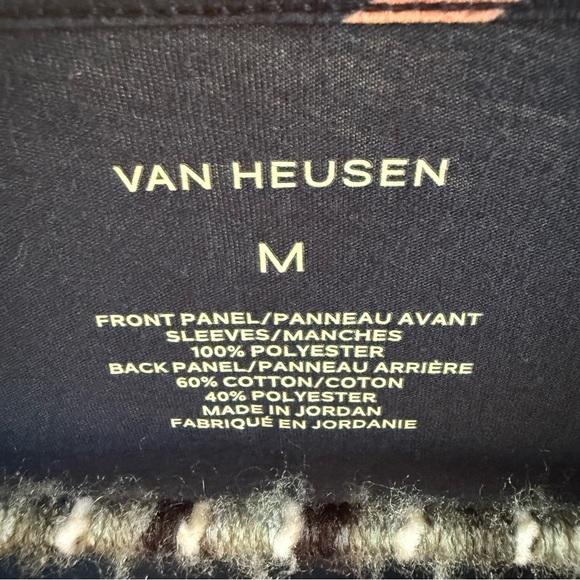 Van Heusen Blue and Multicolor Stripe Fitted Short Sleeve Blouse Medium - Picture 2 of 4